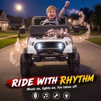 AIYAPLAY Voiture Électrique Enfants 12V, Buggy Électrique Enfants, 2 Moteurs, Télécommande 2,4G, Batterie Lithium, Blanc(m-9)