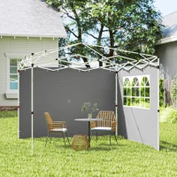 Outsunny Parois latérales pour tonnelle 3 x 3 m panneaux pour pavillon avec fenêtre lot de 2 tissu Oxford gris clair(m-9)