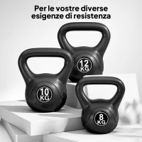 HOMCOM Kettlebell 10kg per Sport e Fitness con Base Piatta e Impugnatura, Kettlebell Pesi per Allenamento Home Gym Casa e Palestra, 25x19x28 cm, Nero(m-7)