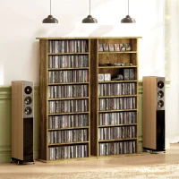 HOMCOM 360 CD Storage Unit - Rustic Brown(m-9)