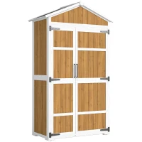 Outsunny Armoire de Jardin Abri de Jardin Étanche avec Toit en Métal Double Porte pour Outils de Jardinage 105x55x179cm Naturel(m-1)