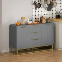 HOMCOM Sideboard with 3 Drawers and Adjustable Shelves for Living Room - Grey(m-11)