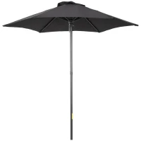 Outsunny Sonnenschirm Ø196 cm, sechseckig Balkonschirm für Strand Balkon Garten, Schwarz(m-1)