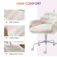 Vinsetto Unicorn Home Office Chair, Height Adjustable Fluffy Desk Chair with Armrests and Swivel Wheels, Colourful(m-5)