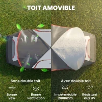 Outsunny Tente de camping familiale 6 pers. légère ventilée moustiquaire et sac de tranport inclus polyester gris foncé(m-4)