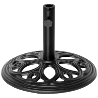 Outsunny Pied de parasol rond en fonte 11,5 kg, pour poteaux de Ø 38 et 48 mm, pour jardin patio terrasse, Ø 45 x 33,5 cm, noir(m-11)