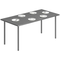 Outsunny Gartentisch 165 x 80 cm für 6 Personen Esstisch mit Lamellen-Tischplatte Stahlrahmen, Rechteckig(m-12)