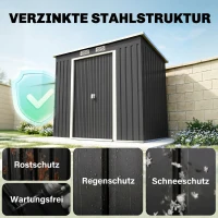 Outsunny Depozit pentru Unelte de Grădină din Metal cu Kit Fundație, Uși Duble, Ventilație și Acoperiș Înclinat, Gri(m-4)