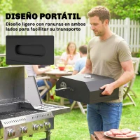 Outsunny Horno para Pizza de Parrilla de 12 Pulgadas con Piedra Termómetro Ventilación Ajustable y Asa Aislada para Exterior(m-7)