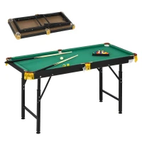 SPORTNOW Masă de biliard cu înălțime reglabilă și accesorii, din MDF și oțel, 140x63x55-75 cm, verde(m-11)