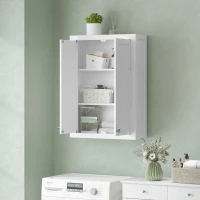 HOMCOM Armário de parede para casa de banho 3 níveis, móvel de arrumação suspenso  2 portas prateleira regulável 61 x 20 x 84 cm branco(m-5)