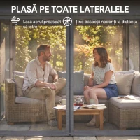 Outsunny Pavilion de Grădină cu Înălțime Reglabilă și Lumină LED, din Oțel și Țesătură Oxford, 336x336x250-270 cm, Gri(m-6)