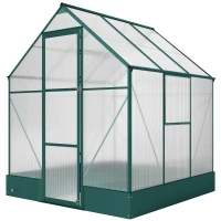 Outsunny Serra da Giardino in Policarbonato e Alluminio con Finestre e Base Inclusa, 190x190x220 cm(m-11)