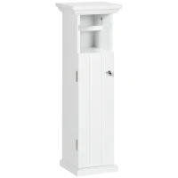 Kleankin Móvel de Banheiro com Suporte para Papel Higiênico Armário e Saída para Papel em Madeira Branca(m-1)