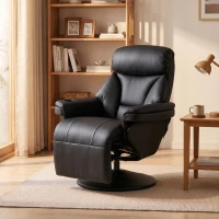 HOMCOM Upholstered Reclining Armchair, Manual Recliner Chair with Footrest and Adjustable Backrest, Black(m-13)