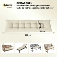 Outsunny Coussin Bain de Soleil Chaise Longue en Mousse à Mémoire avec Sangles, Protection UV50+, 198x65x13cm, Beige(m-3)