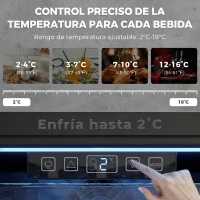 HOMCOM Frigorífico de Bebidas 70 L con Puerta de Vidrio Doble Iluminación LED 2 Estantes Ajustables para 70 Latas(m-5)