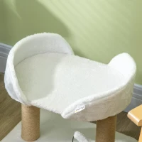 PawHut 42cm Indoor Cat Tree, with Toy Balls, Jute Scratching Post - White(m-8)