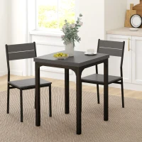 HOMCOM Three-Piece Minimal and Compact Dining Set, Grey Wood Effect(m-10)