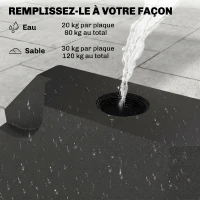 Outsunny Pied de parasol lot de 4 dalles pour parasol à lester - A remplir d'eau jusqu'à 80 kg ou de sable jusqu'à 120(m-5)