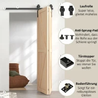 HOMCOM Schiebetüren-Beschlagsatz 122 cm Beschlagsatz für Doppelflügelige Schiebetüren mit J-förmigen Aufhängern, Rohrschellen(m-5)