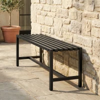 Outsunny Panchina Moderna Industriale da Esterno per Patio e Giardino, Senza Schienale, Nero(m-10)