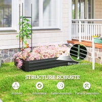 Outsunny Carré potager jardinière rectangulaire en acier galvanisé tuteurs pour tomates et plantes grimpantes 180 x 90 x 29,5 cm(m-5)