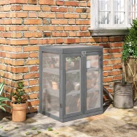Outsunny Gewächshaus, Treibhaus, transparent, geeignet für Außenbereiche, Holz+Polycarbonat, 58 x 44 x 78cm(m-10)