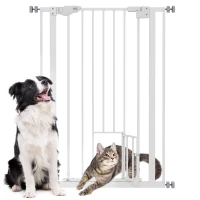 PawHut Barrière de sécurité animaux de 104H cm avec porte fermeture automatique système de double verrouillage sans percage(m-1)