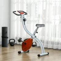 SPORTNOW Bicicletă Fitness Magnetică Pliabilă cu 8 Niveluri de Rezistență, Șa Reglabilă, din Oțel, 97x43x110 cm, Roșu(m-10)