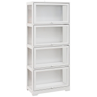 HOMCOM Vitrine pour collection buffet salon meuble de rangement à 4 niveaux avec portes à abattant, 59 x 30 x 139 cm, blanc