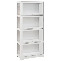 HOMCOM Vitrine pour collection buffet salon meuble de rangement à 4 niveaux avec portes à abattant, 59 x 30 x 139 cm, blanc(m-1)