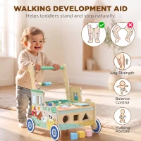 AIYAPLAY Wooden Baby Walker for 1-3 Year, Montessori Inspired Push Along Walker Toys, Multifunctional Activity Centre(m-5)