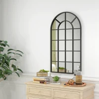 HOMCOM Espejo Decorativo de Pared Moderno Espejo de Pared 65x110 cm Marco de Metal para Salón Entrada Pasillo Negro(m-10)