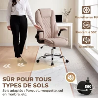 HOMCOM Fauteuil de bureau, chaise bureau ergonomique, hauteur réglable, accoudoirs relevables, 70 x 70 x 114-122 cm, rose(m-7)