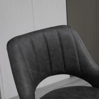 HOMCOM Conjunto de 2 Banquetas, Aparência de couro, Giráveis, Reguláveis em altura, Apoio para os pés, Estrutura metálica, 47 x 52 x 87-109 cm, Cinza(m-4)