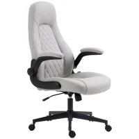 Vinsetto Sedia da Ufficio Ergonomica con Braccioli Ribaltabili e Altezza Regolabile, 67x70x112-122 cm, Grigio(m-11)