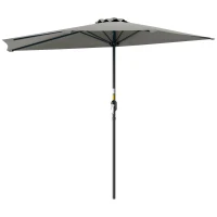 Outsunny Ombrellone da Parete Mezzaluna Salvaspazio con Apertura a Manovella, 2.7x2.4 m, Grigio Chiaro(m-1)