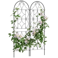 Outsunny Support pour plantes grimpantes avec motif lot de 2 treillis de jardin pour vigne fleurs légumes métal 50 x 150 cm noir(m-11)
