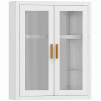 HOMCOM Armario de Baño de Pared Mueble de Baño Colgante Moderno con Estante Ajustable Puertas de Acrílico Blanco(m-1)