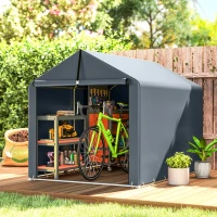 Outsunny Garagenzelt 2,2 x 1,6 m Wasserdicht Gerätezelt mit Rolltür Satteldach Stahlrahmen, UV-beständig Dunkelgrau(m-2)