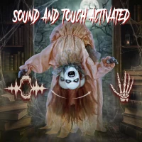 HOMCOM Animated Halloween Ghost, Halloween Animatronics with Creepy Screams, Glowing Eyes, Sound/Touch Activated(m-5)