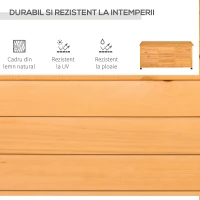 Outsunny Ladă de Depozitare pentru Exterior din Lemn de Brad Impermeabil cu Bază Înălțată, 127x56x60 cm, Galben Închis(m-4)