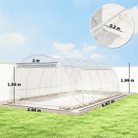 Outsunny Seră tunel 3x6x2 m cu uși rulabile, cadru din oțel și acoperire anti-UV din PE, transparentă(m-3)