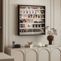 HOMCOM Vitrina de Pared de Madera con Estantes Ajustables y 2 Puertas Correderas de Cristal 80x9,5x83 cm Negro(m-8)