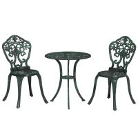 Outsunny Ensemble bistrot pour jardin en aluminium salon de jardin 3 pièces 2 chaises + table ronde imitation fer forgé(m-12)