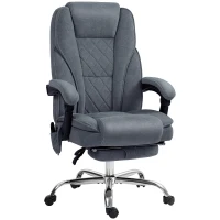 Vinsetto Fauteuil de bureau massant et chauffant hauteur réglable dossier inclinable télécommande repose-pieds rétractable gris(m-1)