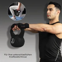 HOMCOM Kettlebell 4kg din plastic și nisip cu bază plată și mâner, 18x12x20 cm, negru(m-7)