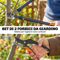 Outsunny Set da Giardinaggio 2 Pezzi con Troncarami e Cesoie, con Impugnatura Morbida e Blocco di Sicurezza(m-15)