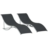 Outsunny Set 2 sezlonguri de Gradina Pliabile, sezlong pentru Plaja din Aluminiu si Textilen, 61x165x63 cm(m-1)
